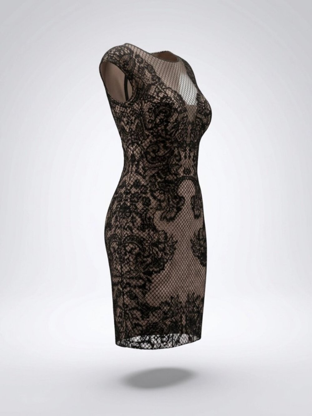 Tadashi Shoji Black Lace Overlay Bodycon Dress Size 10 — EUC